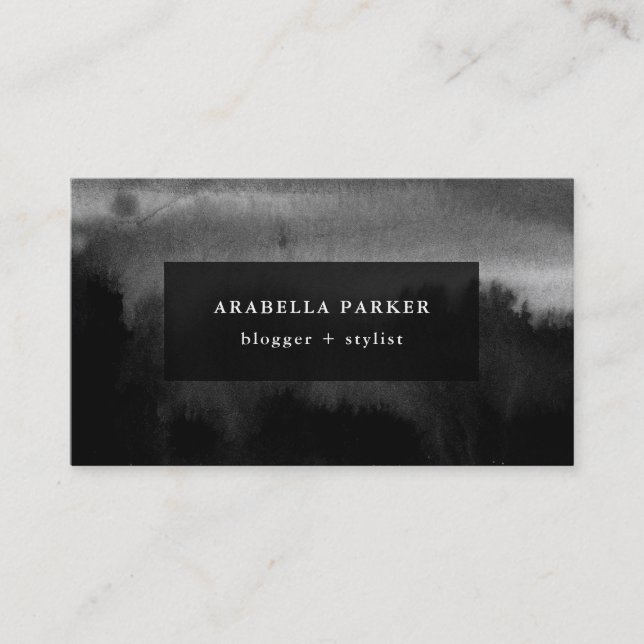 Blackest Ink | Black Watercolor Look Business Card (Front)