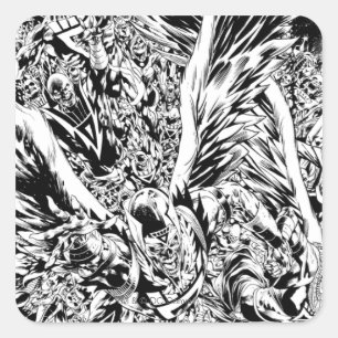 Blackest Night Group Painting - Black and White Square Sticker