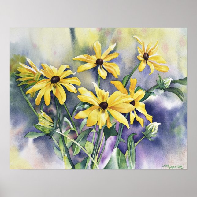Blackeyed Susan Watercolor Painting Poster (Front)
