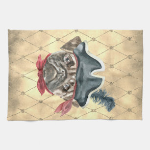 Blackface the Pug Pirate Kitchen Towel