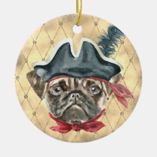 Blackface the Pug Pirate Ornament
