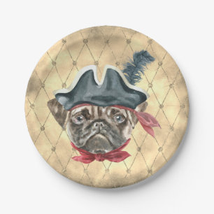 Blackface the Pug Pirate Paper Plates