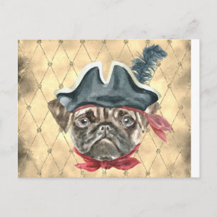 Blackface the Pug Pirate Postcard