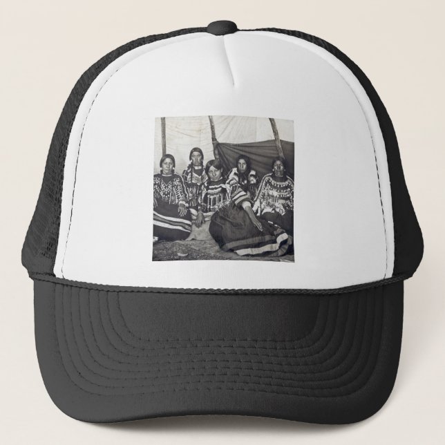 Blackfeet Indian Ladies Vintage Stereoview Trucker Hat (Front)