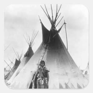 Blackfoot Brave, near Calgary, Alberta, 1889 Square Sticker