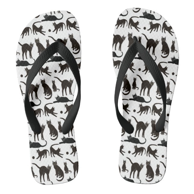 Blackie the Black Cat Flip Flops (Footbed)
