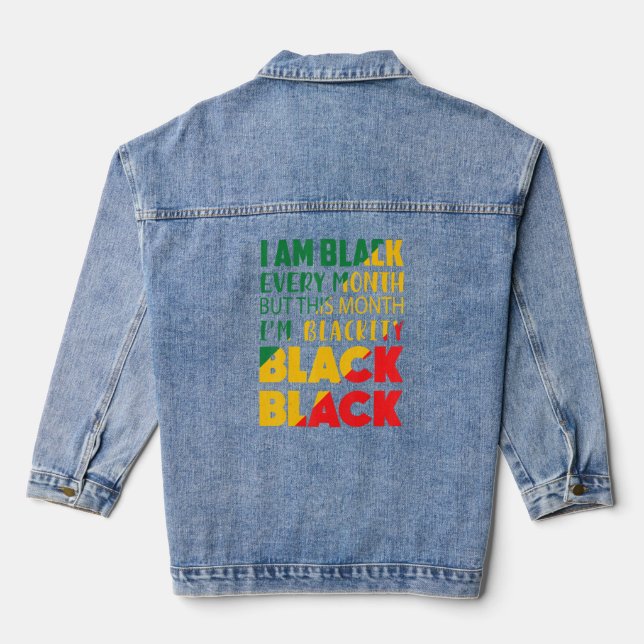 Blackity Black Every Month Black History Bhm Afric Denim Jacket (Back)