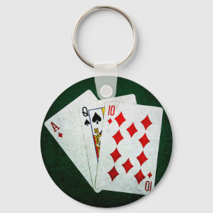 Blackjack 21 point - Ace, Queen, Ten Key Ring