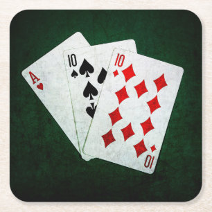 Blackjack 21 point - Ace, Ten, Ten Square Paper Coaster
