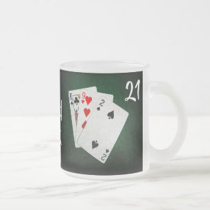 Blackjack 21 point - King, Nine, Two - Good Luck Frosted Glass Coffee Mug