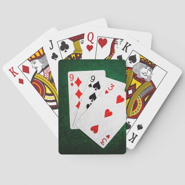 Blackjack 21 point - Nine, Nine, Three Playing Cards (Back)