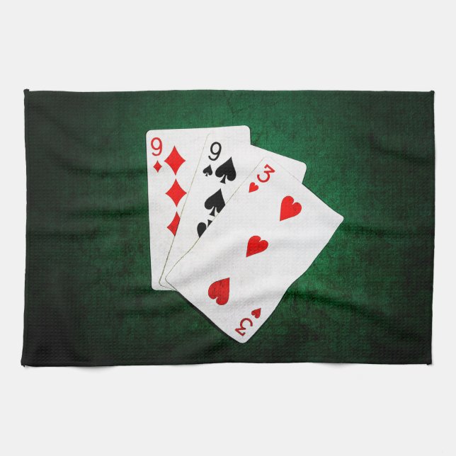 Blackjack 21 point - Nine, Nine, Three Tea Towel (Horizontal)