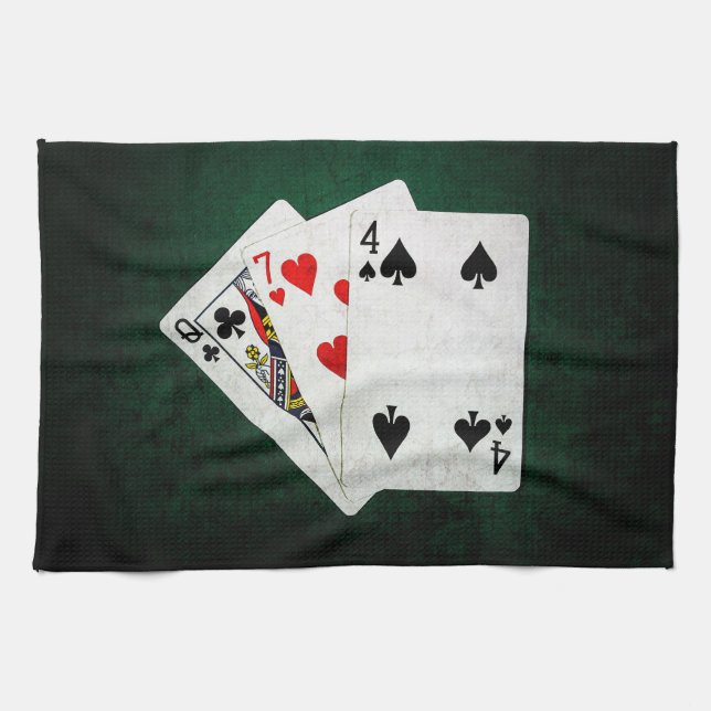 Blackjack 21 point - Queen, Seven, Four Tea Towel (Horizontal)