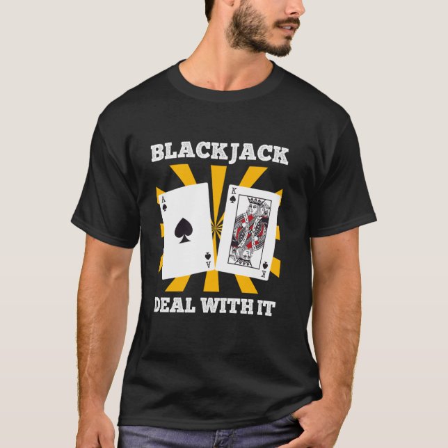 BLACKJACK DEAL WITH IT Funny Blackjack Cards Vinta T-Shirt (Front)