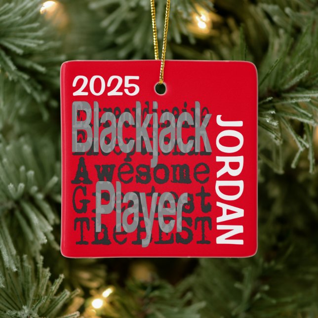 Blackjack Player Extraordinaire CUSTOM Ceramic Ornament (Tree)