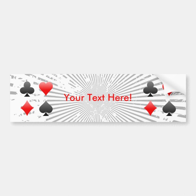 Blackjack / Poker Card Suits: Bumper Sticker (Front)