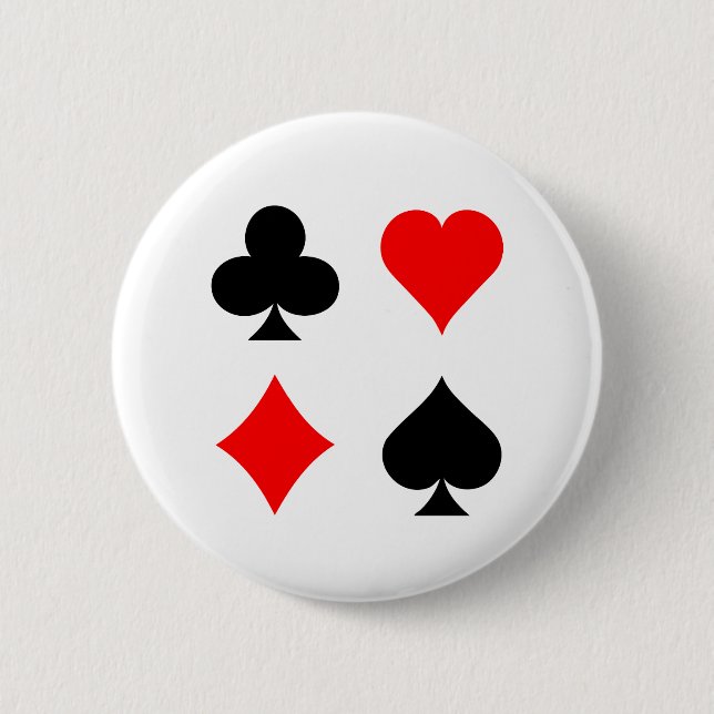 Blackjack / Poker Card Suits: Vector Art: 6 Cm Round Badge (Front)