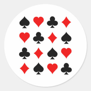 Blackjack / Poker Card Suits: Vector Art: Classic Round Sticker
