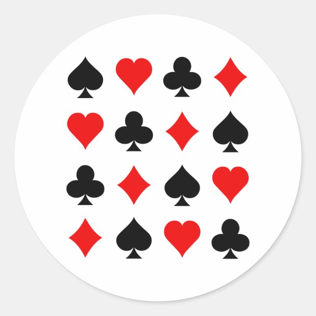Blackjack / Poker Card Suits: Vector Art: Classic Round Sticker (Front)