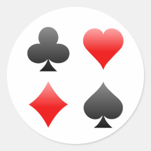 Blackjack / Poker Card Suits: Vector Art: Classic Round Sticker