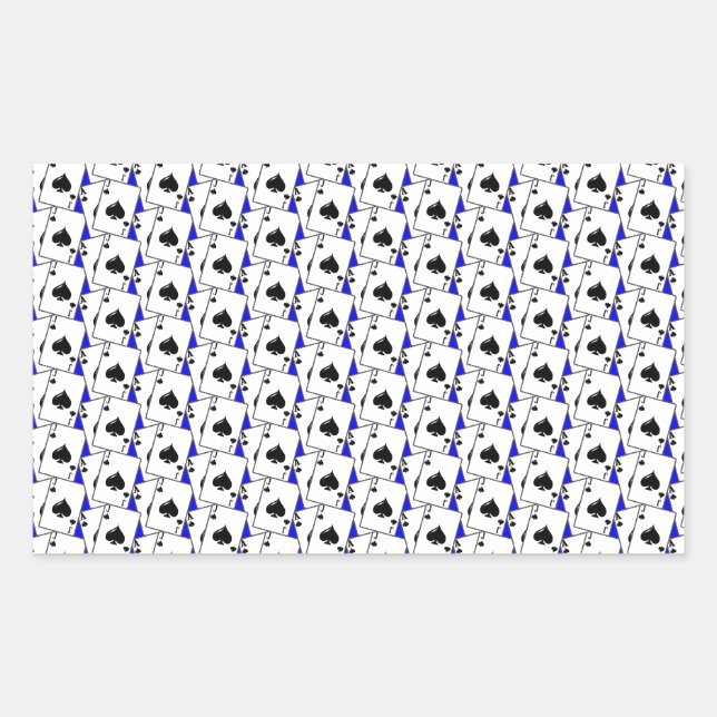 Blackjack Spades Blue Rectangular Sticker (Front)