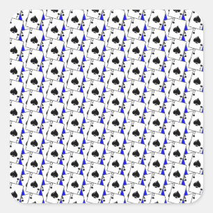 Blackjack Spades Blue Square Sticker