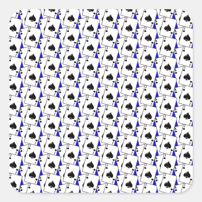Blackjack Spades Blue Square Sticker (Front)