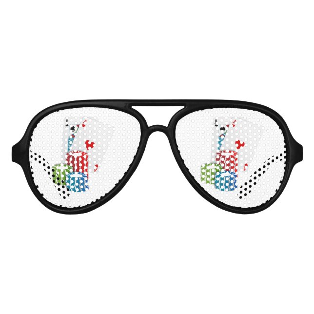 Blackjack with Poker Chips Aviator Sunglasses (Front)