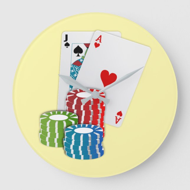 Blackjack with Poker Chips Large Clock (Front)
