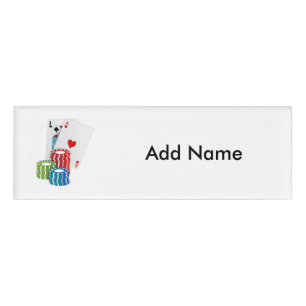 Blackjack with Poker Chips Name Tag