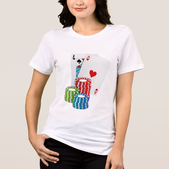 Blackjack with Poker Chips Tri-Blend Shirt (Front)