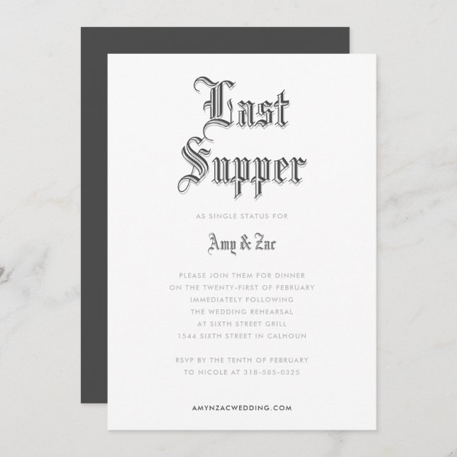 Blackletter Rehearsal Dinner Invitation (Front/Back)