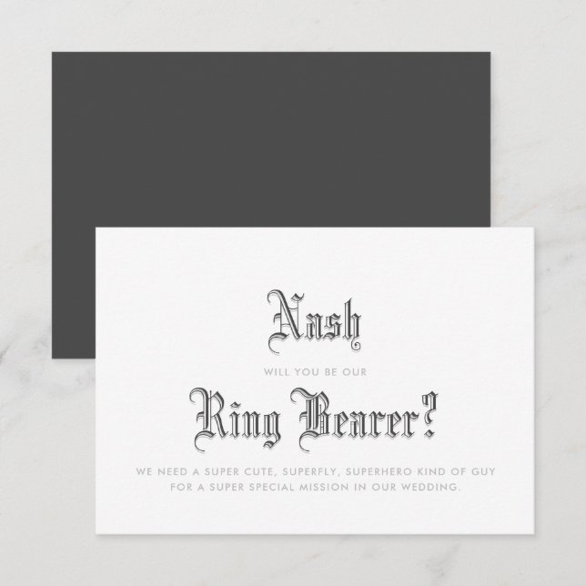 Blackletter Ring Bearer Invitation (Front/Back)