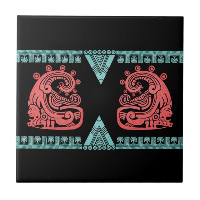 Blacklight Aztec Warrior Hieroglyph Tile (Front)