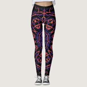 Blacklight Flower Mandala Yoga Leggings