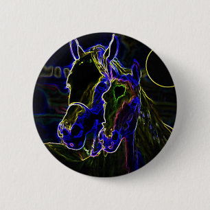 Blacklight Horses 6 Cm Round Badge