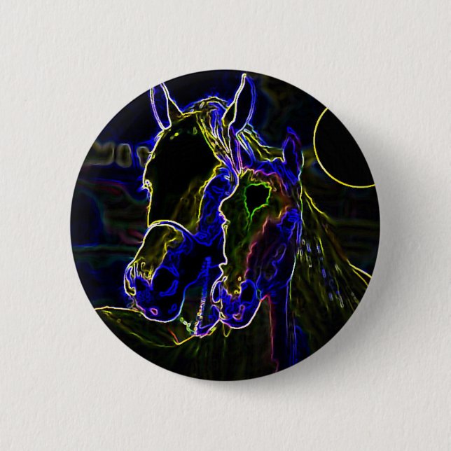 Blacklight Horses 6 Cm Round Badge (Front)
