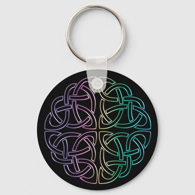 Blacklight Rainbow Celtic Knot Keychain (Front)
