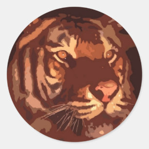 Blacklight Tiger Face Classic Round Sticker