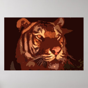 Blacklight Tiger Face Print Poster