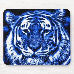 Blacklight Tiger Spirit Fractal Animal Print Mouse Mat