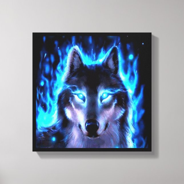 BLACKLIGHT WOLF CANVAS WALL DECORATION PRINT (Front)