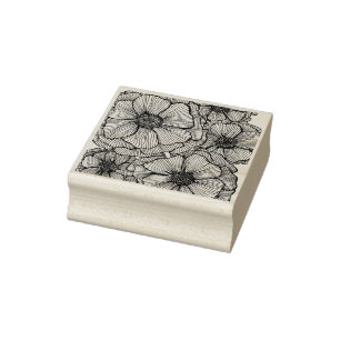 Blackline Flower Rubber Stamp