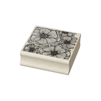 Blackline Flower Rubber Stamp
