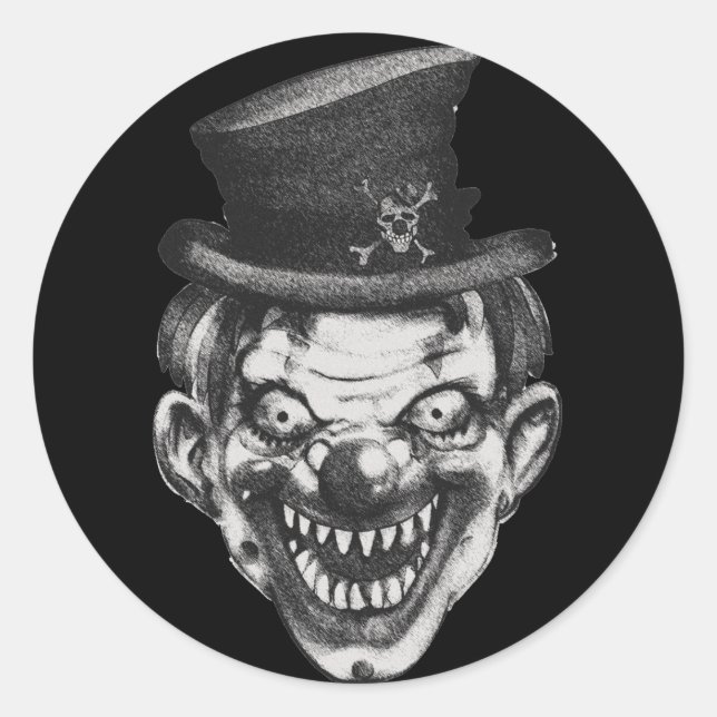 BlackLines Happy Teeth Clown Classic Round Sticker (Front)