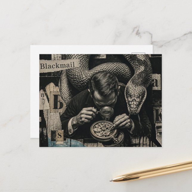  Blackmail Mixed Media Collage Postcard (Front/Back In Situ)