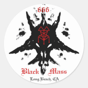 blackmassinkblot, 666, Mass, Black, Long Beach, CA Classic Round Sticker