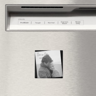 BlackModern B/W Photo Wedding Save the Date Magnet