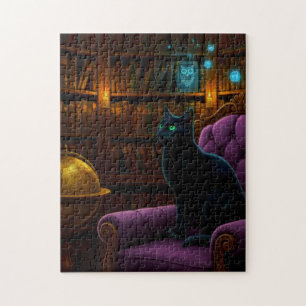 BlacknCat in Library Jigsaw Puzzle