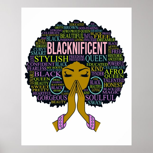 Blacknificent Black Queen Melanin Sista Girl Magic Poster (Front)